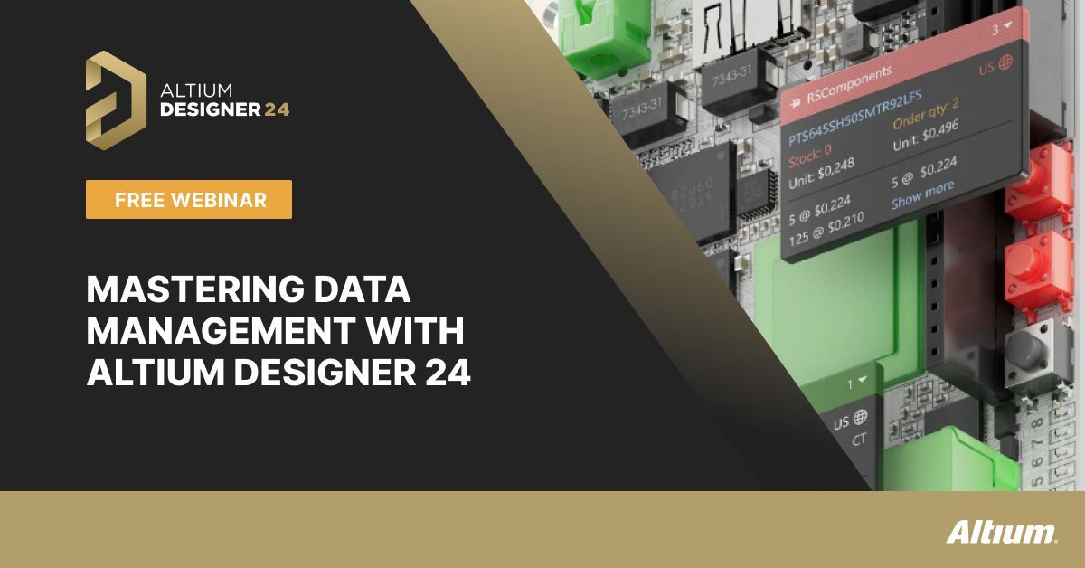 Don't miss our mastering data management webinar! Have you ever felt frustrated when pausing your design work to search for components on your browser? Join our webinar to learn how easy it is to manage your data with Altium Designer 24. Register now: bit.ly/3VOkAHj