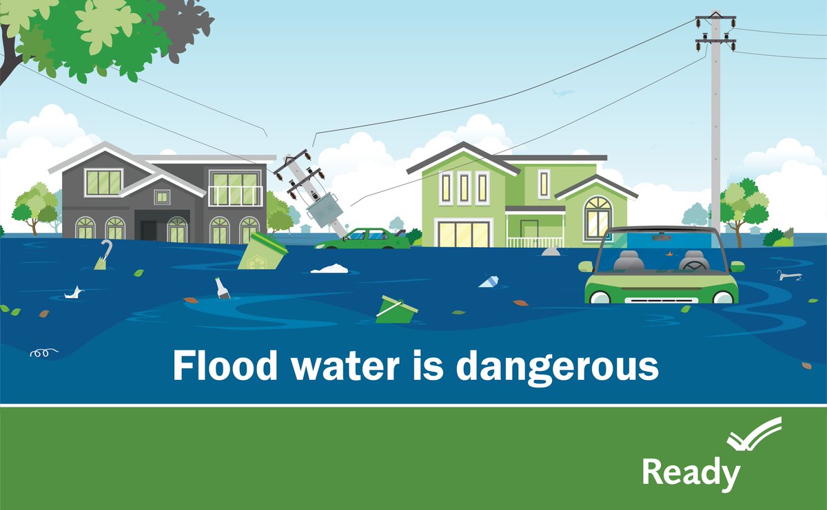 Turn around, don't drown! ✅ Stay away from flooded areas. ✅ Stay indoors if possible. ✅ Seek higher ground if shelter isn't available. Tips: ready.gov/floods
