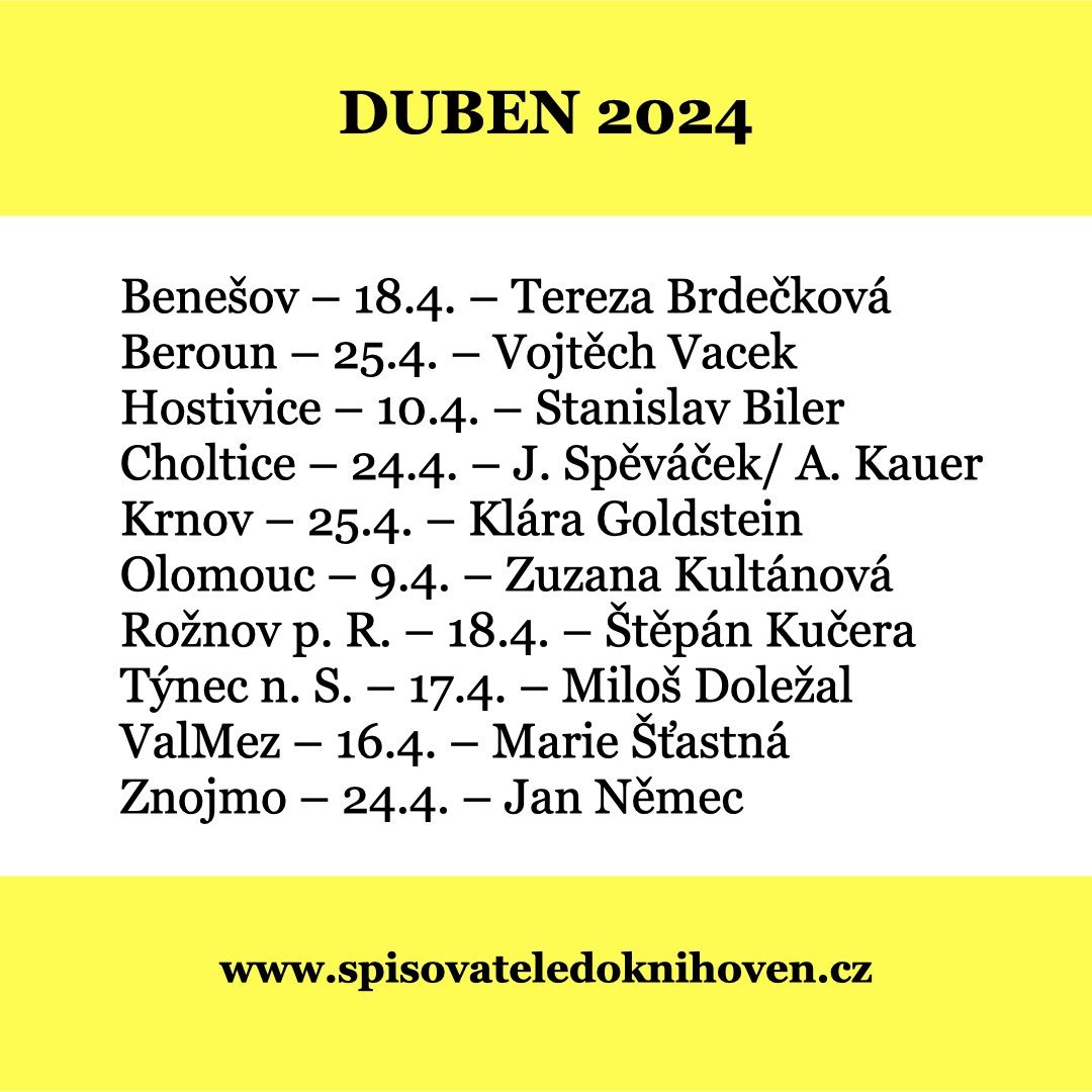I v dubnu potkáte v knihovnách zajímavé autorky a autory. Podporujeme setkávání s knihami na dobrých místech a živou literaturu!