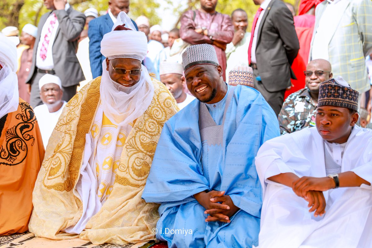 Today, H.E. @atiku Waziri Adamawa and I joined thousands of Muslim faithful to observe the two raka'at prayer at the Yola Eid ground, commemorating Eid-el-Fitr. Blessed to celebrate with our people and reaffirm our commitment to peace, unity, and service to humanity.