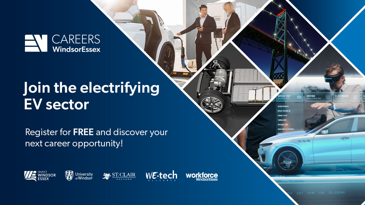 EV Careers is your one source for all #EV related careers in #WindsorEssex. Discover valuable resources & information here ➡️ bit.ly/4843Dew ✨In partnership with @_investwe, @WorkforceWE, @WeTechAlliance, @uwindsor, @StClairCollege & supported through @FedDevOntario