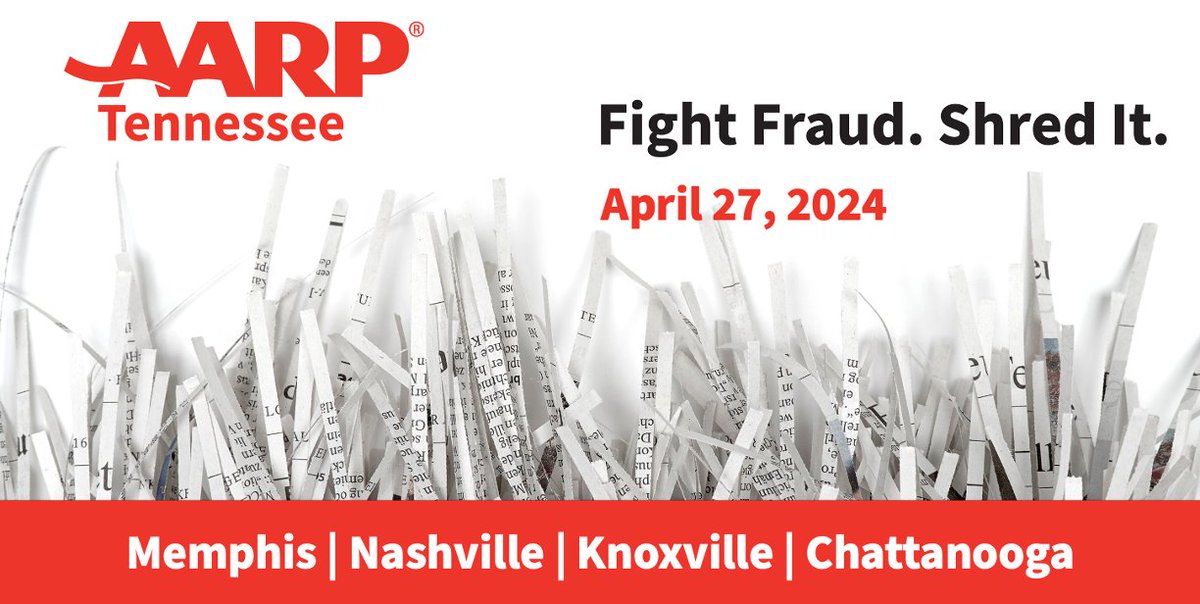 Safeguarding your identity just got easier! ♻️ Join us at our free shred events across Tennessee to securely dispose of sensitive documents. 

spr.ly/6017wc9S9

#IdentityProtection #ShredEvent #Tennessee #aarptn