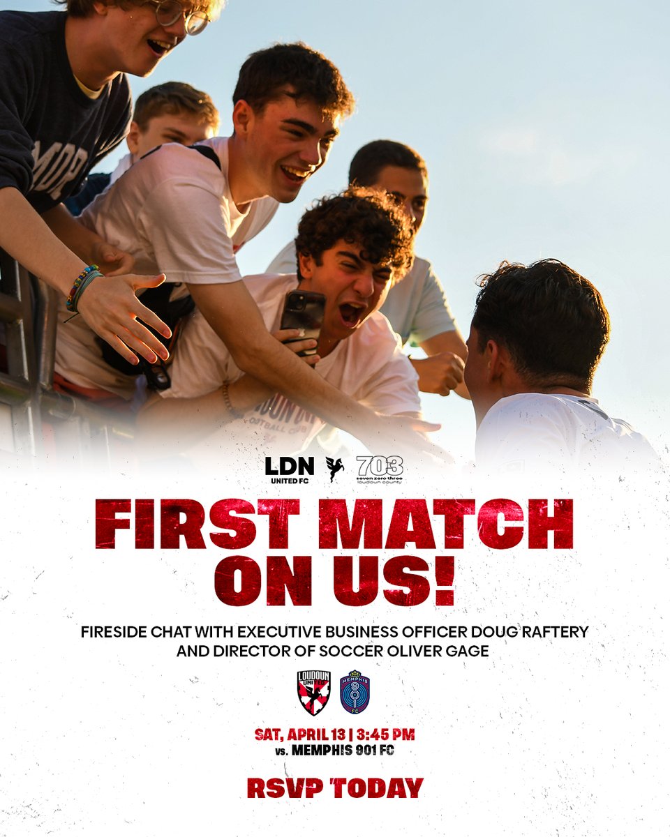 First match on us! Join us for a pre-match chat with Douglas Raftery, Executive Business Officer and Oliver Gage, Director of Soccer. Sign up to secure your sport and learn more. hubs.ly/Q02sqRWh0