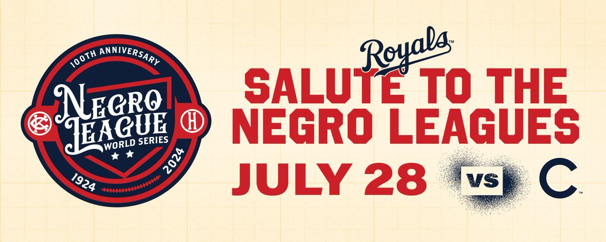 The Kansas City @Royals will host the Chicago @Cubs on Sunday, July 28th for our annual Salute to the Negro Leagues game. Game-used hats will be auctioned off at royals.com/auction and cubs.com/auction. Net auction proceeds will directly benefit the Negro Leagues