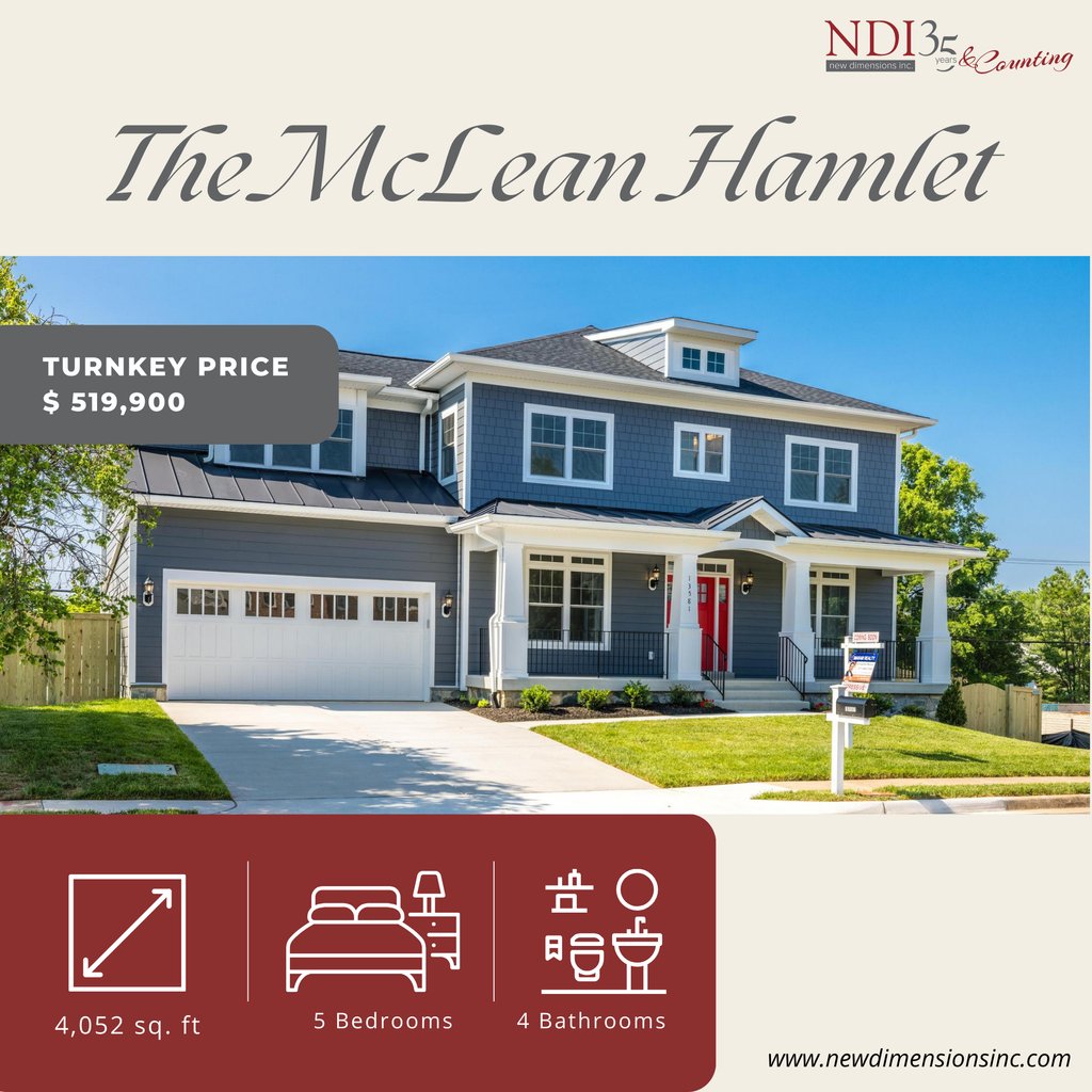 NDICustomHomes's tweet image. The McLean Hamlet – one of our most beloved models! 🏡  This craftsman-style masterpiece boasts a family-friendly floor plan, complete with a main-level bedroom, office, and flexible spaces to suit your lifestyle. newdimensionsinc.com/product/the-mc… 

#CustomizeYourHome #McLeanHamlet