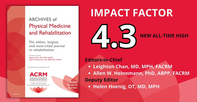 Archives of PM&R April issue is out
Articles on #physicaltherapy & #frozenshoulder
#cardiacrehabilitation
#breastcancer #rehabilitation
#shoulder #pain
#spinalcordinjury
#medicare #outcomes
#Alzheimers & #Dementia
#ACRM2023 Abstracts
At archives-pmr.org/issue/S0003-99…