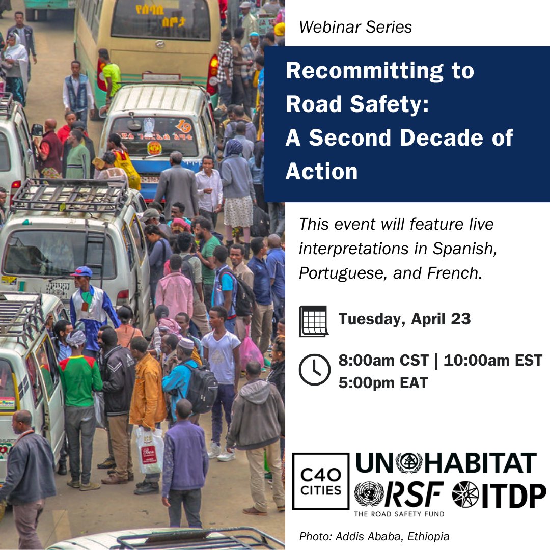 TOMORROW we're hosting our webinar, "Recommitting to Road Safety: A Second Decade of Action." Discover how to navigate through the global road safety crisis! 🌐

Register and secure your spot: bit.ly/3J0y771