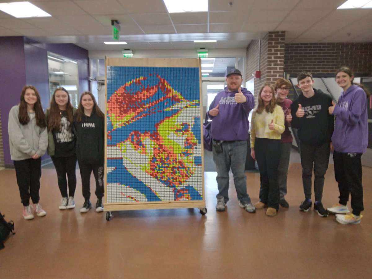 Today, <a href="/jenyoung0405/">Jennifer Young</a> presented to me a rubik's cube version of me
<a href="/NortonSchools/">Norton Public Schools</a> <a href="/RPStevens1176/">Robert Stevens</a> <a href="/NHSLancersports/">Norton Lancer Athletics</a> <a href="/1norton_fan/">#1 Norton Fan</a> <a href="/joneill727/">Jen O'Neill</a> <a href="/MrDolleman_NHS/">Ethan Dolleman</a>