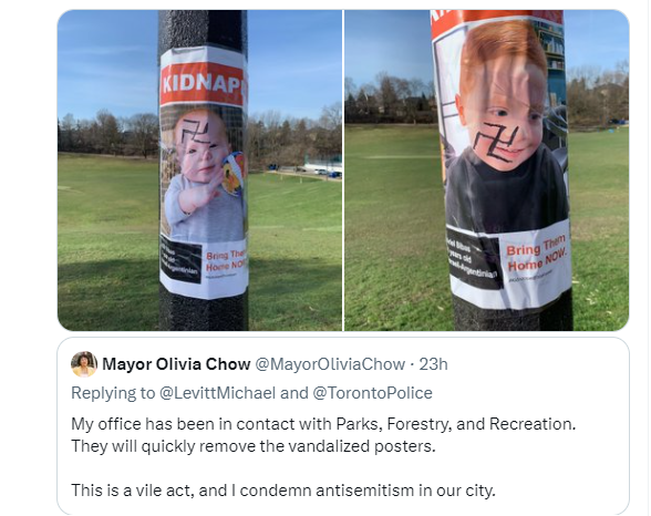 .@MayorOliviaChow, while we are grateful for your condemnation of the abhorrent antisemitic vandalism found yesterday in Cedarvale Park, mere words are not enough. The city’s ongoing inaction against the root causes fuelling such hatred is deeply disturbing. In fact it is this…