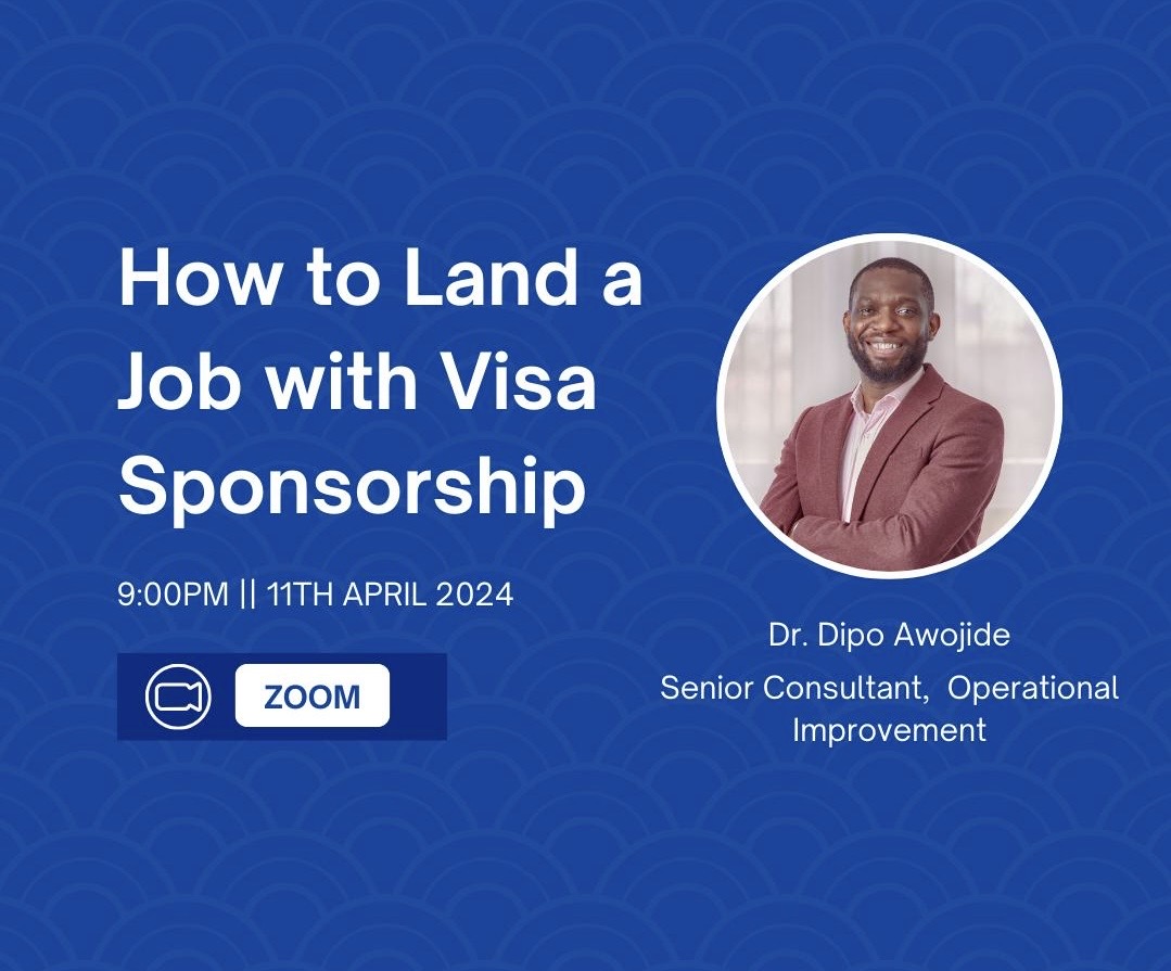 RE: HOW TO LAND A JOB WITH VISA SPONSORSHIP I got loads of questions from job seekers in the UK so I will be hosting this webinar tomorrow. I hope to improve your chances of landing a sponsorship job before the expiration of your Graduate Visa. Register: tinyurl.com/4j3r427s.