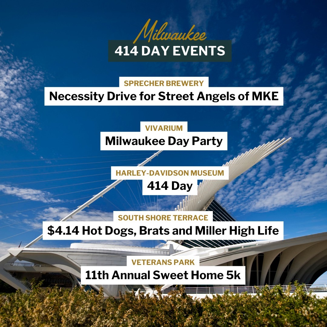 414 Day is just around the corner! Join in on the fun with deals and parties with these events happening to celebrate Milwaukee 🤩

Go to visitmilwaukee.org/events for all 414 Day events.