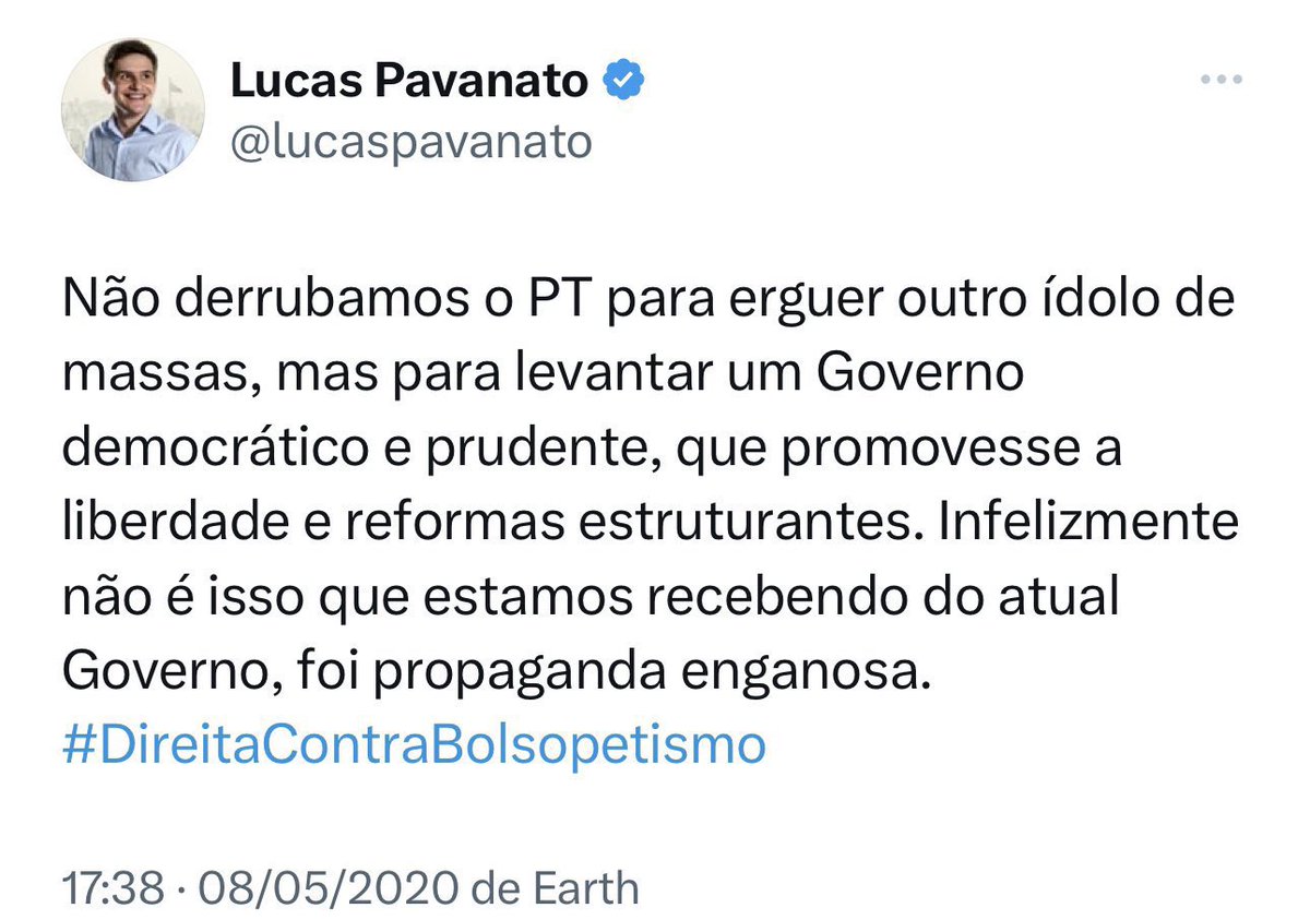 Muito coerente esse Lucas Pavanato Pode confiar, amiguinho 👌