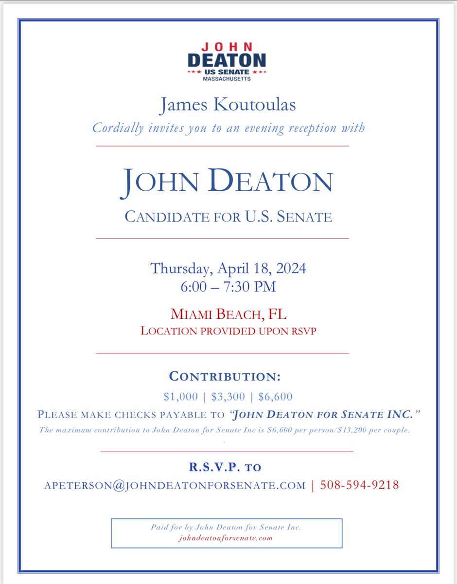 Please join me next week in support of @JohnEDeaton1 ‘s Senate run against the tyrannical @SenWarren. His advocacy for victims’ rights, marine service, and victories against federal government overreach are antithetical to her totalitarian policies. secure.winred.com/johndeatonfors…