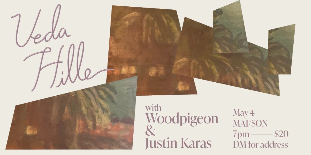 I can't tell you how excited I am to share the stage with @vedahille and Justin Karas on May 4, 2024. I can't imagine a better way to return to playing in front of an audience (since 2019!) than with two of my musical heroes. Probs gonna cry ngl. 🥹 TIX: eventbrite.com/e/veda-hille-w…