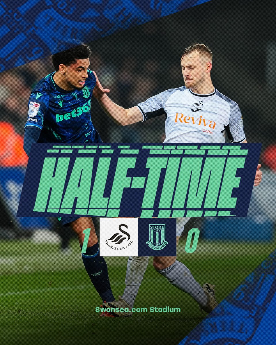 The Potters trail by a single goal at the break.