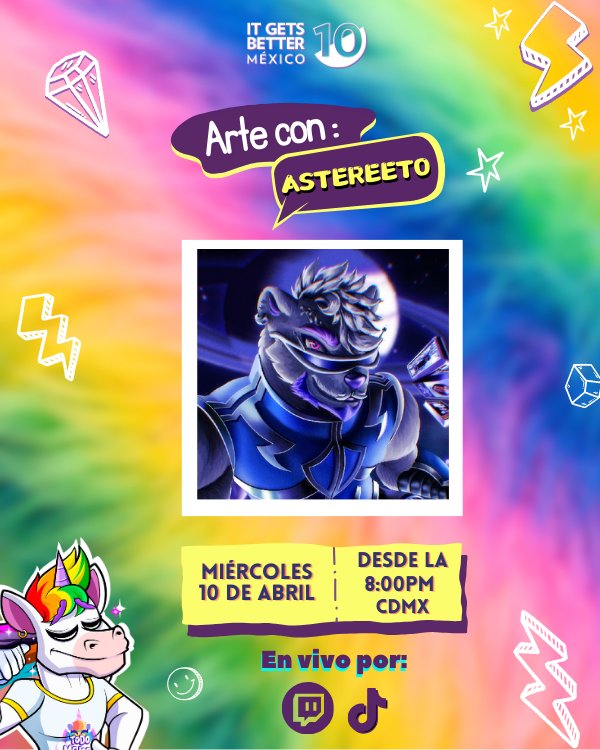 El día de hoy me toca conversar con @AsterTheBear en nuestro mes dedicado al fandom furry en @ItGetsBetterMx Nos vemos a las 8pm por Twitch y Tiktok Twitch.tv/itgetsbettermx