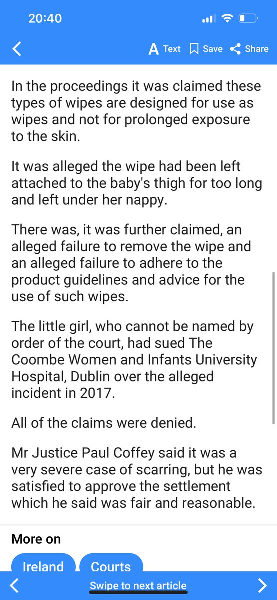#HighCourt Judge observes “severe case of scarring” for the little girl. All claims of negligence causing “chemical type burning” by cleaning wipe left in incubator denied.