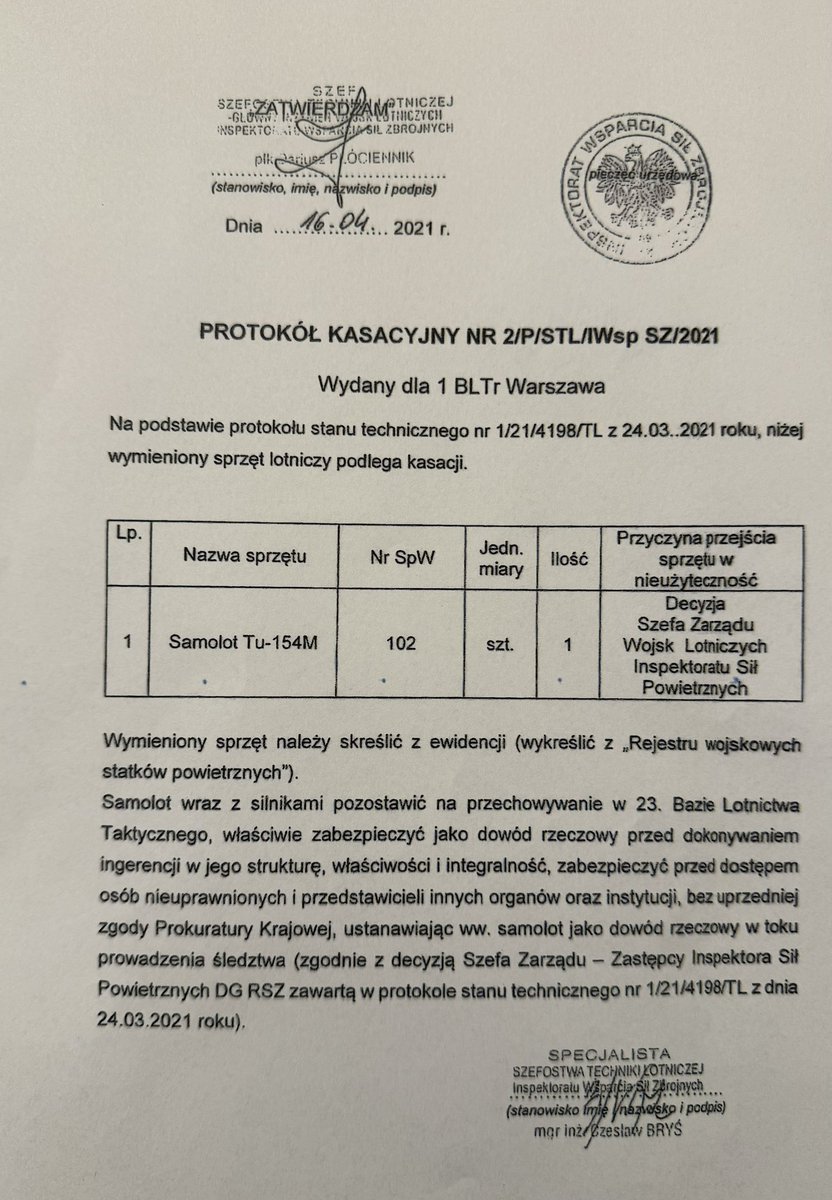 Tak zniszczono Tupolewa 154M nr 102. Ludzie Macierewicza pocięli go piłą do metalu. Samolot wart 50 mln złotych w ramach „eksperymentu” został skasowany. Prokuratorzy po tym fakcie odmówili dalszego dostępu do samolotu. Niestety zbyt późno…