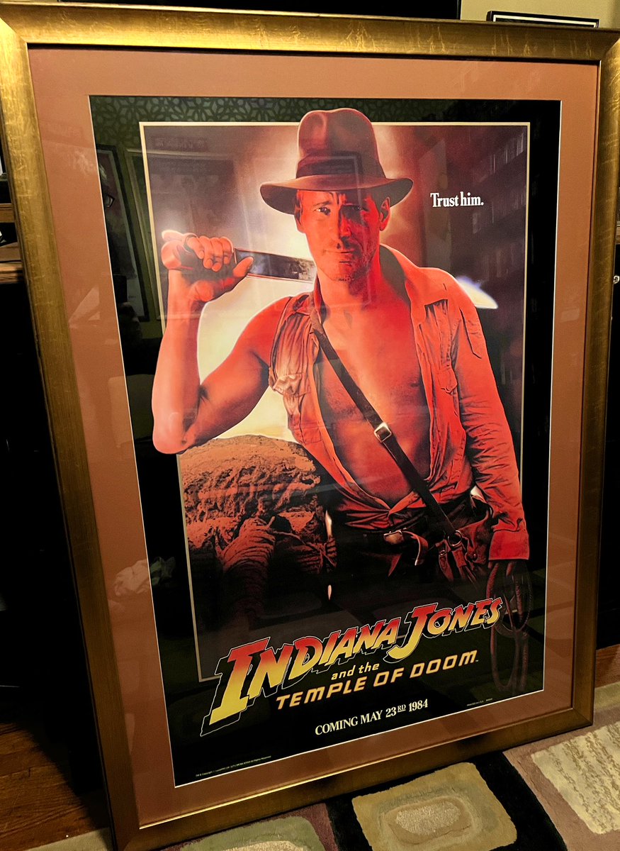 The criminally underrated #IndianaJones and the Temple of Doom turns FOURTY on May 23rd! To celebrate, I just framed my original #Teaser One-Sheet #MoviePoster… “Fortune & Glory, kid, fortune & glory!” ❤️