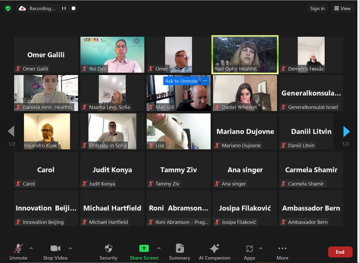 An interesting briefing today to Israeli diplomats and economic officers around the world about the Israeli health ecosystem and possible ways for international cooperation. Thank you <a href="/YaelOphir/">Yael Ophir</a> and <a href="/matigill/">Mati Gill</a> for excellent presentations and your continued cooperation!