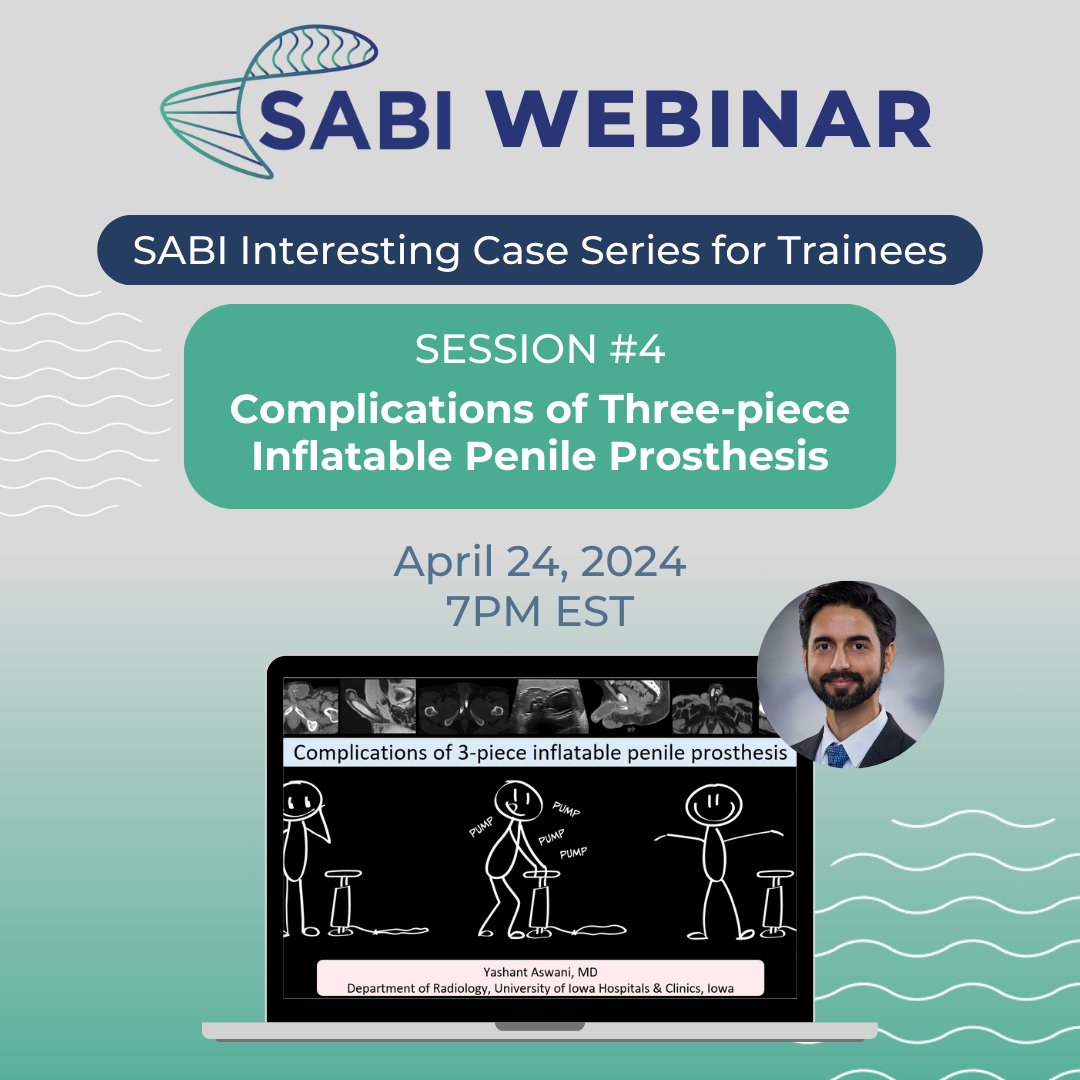 Learn about complications of three-piece inflatable penile prostheses with @yashantaswani in our next Interesting Case Series free webinar. ️Wed, April 24 ⏰ 7 PM EST Register here: bit.ly/49vp1Kf @ASBEpic @anugayathrij @NicoleHindmn01 @catanzanotara @ivpedrosa