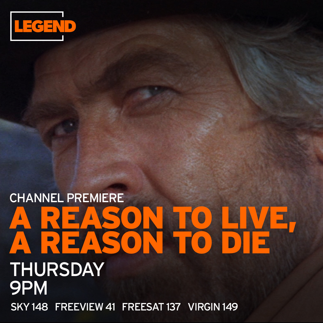 James Coburn is joined by Bud Spencer and Telly Savalas at 9pm for the channel premiere of a classic Spaghetti Western, A Reason to Live, A Reason to Die. @FreeviewTV 41, @freesat_tv 137, @skytv 148, @virginmedia 149.