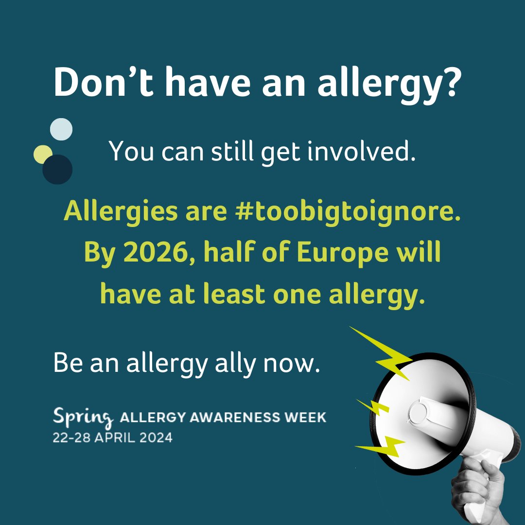 Allergies are #toobigtoignore. By 2026, 50% of Europe will have an allergy. With allergy rates higher than ever, decision-makers must prioritise this pressing issue. Ready to take action this upcoming #AllergyAwarenessWeek (22-28)? We need your voice! bit.ly/3VVk9Lr