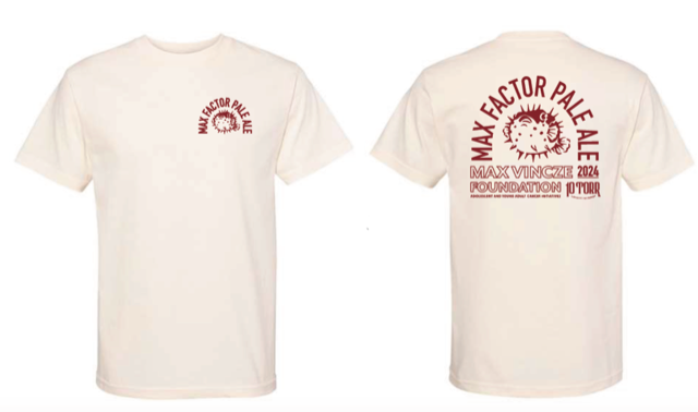 New year, new design! 

This year’s t-shirt and graphic design is by Max’s fraternity brother and friend, Sam Duhe! 

Come join us to get one!
 
🗓️ Thursday, May 2nd, 2024
⏰ 5:00pm
📍10Torr Distilling &amp; Brewery

eventbrite.com/e/max-factor-p…
