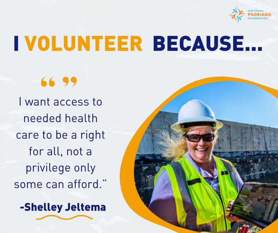 Shelly Jeltema turned a challenging encounter with step therapy into a passion for helping people get access to the treatment they need. Head to our website to read more about Shelly and our incredible volunteers. psoriasis.org/volunteer-spot…