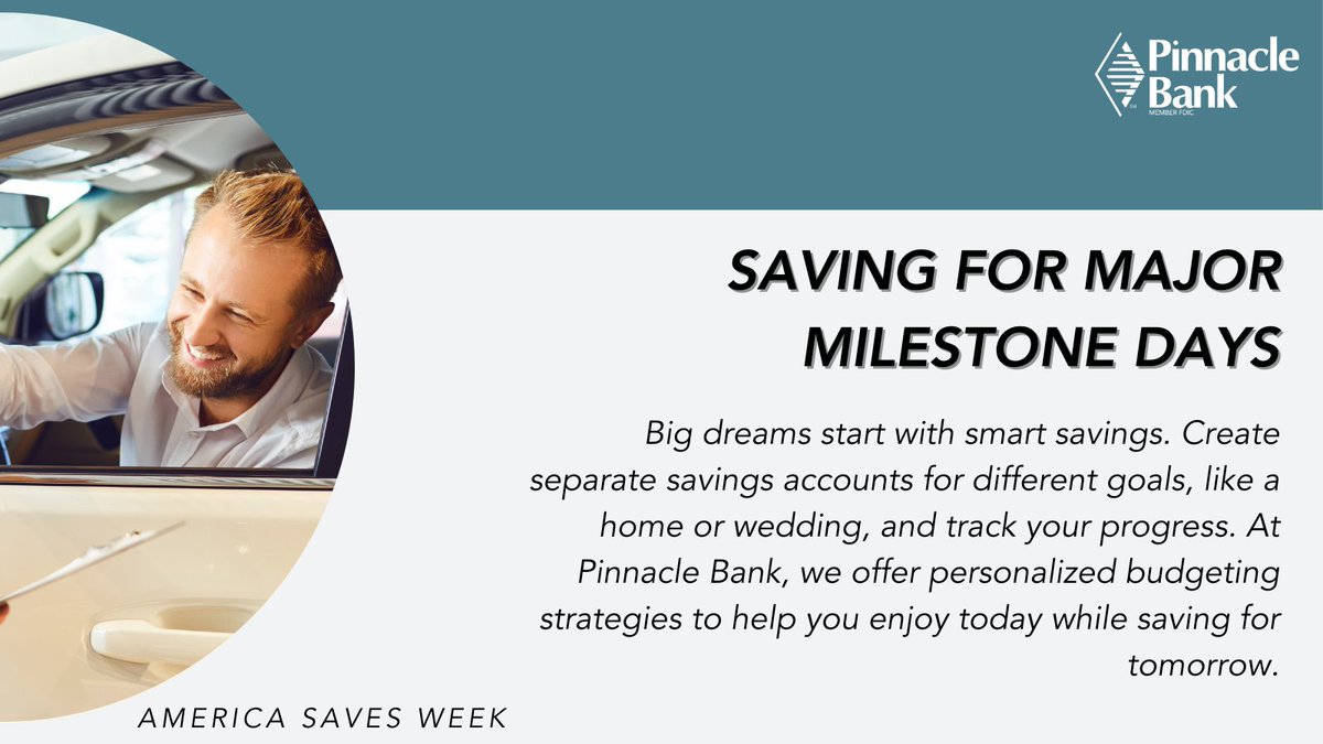 During #AmericaSavesWeek, we recognize #SavingforMajorMilestonesDay! Life is full of exciting choices, but it's essential to prioritize savings for major life events. The small expenditures today could delay achieving your long-term goals!💰

Start today: trst.in/jgecgp