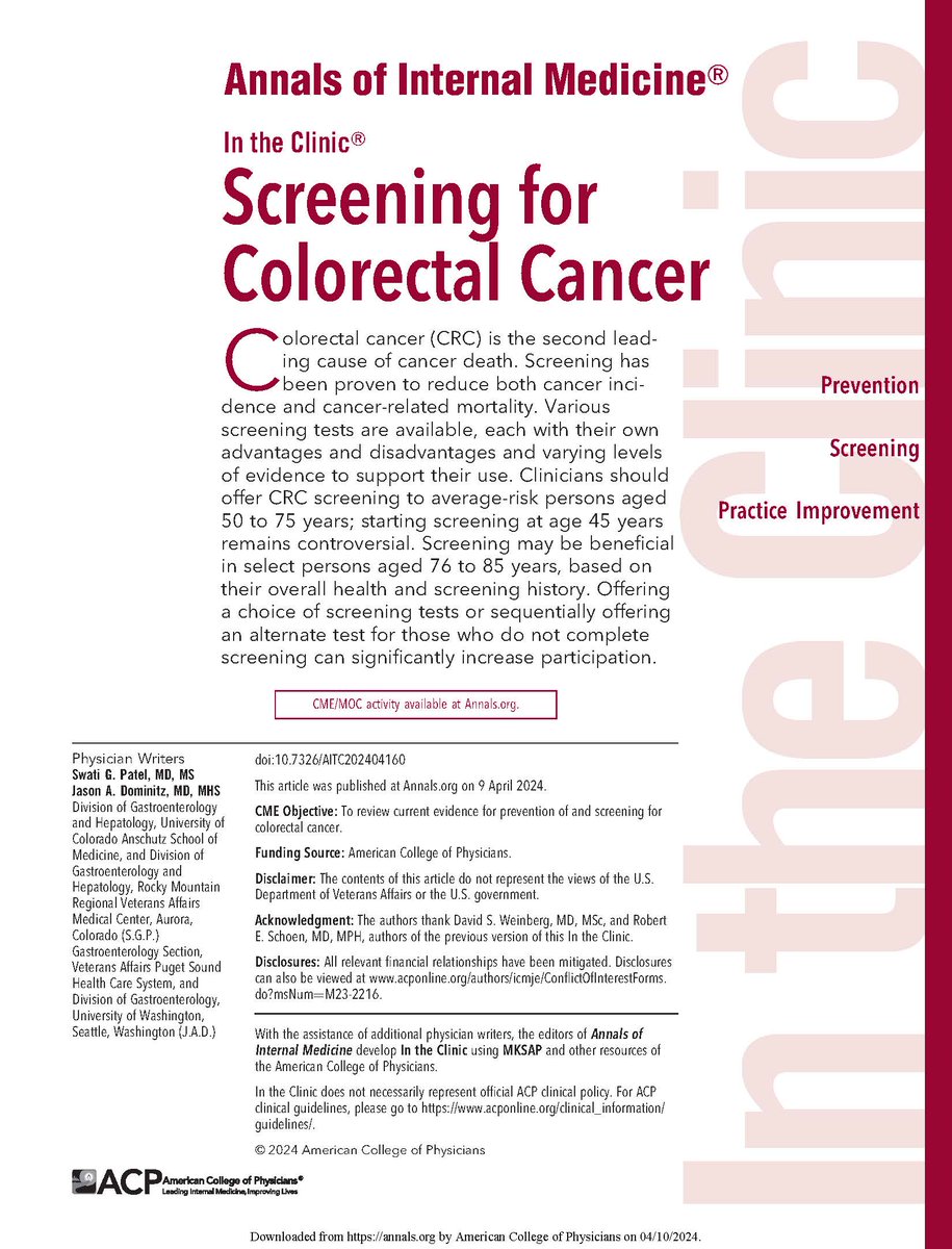 New #InTheClinic discusses prevention and screening for colorectal cancer with CME and MOC activities available: ow.ly/CPB750RcgeF #CRC #ColonCancer