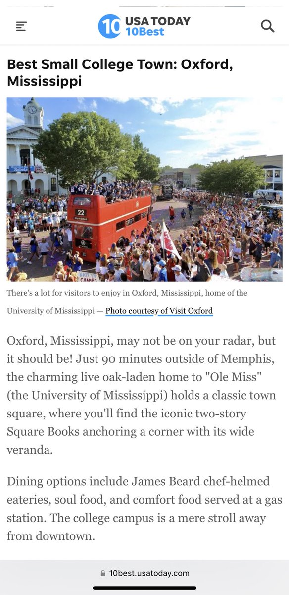 We did it! @USATODAY Best Small College Town 😎 HYDR @olemiss 
Thank you to everyone that voted ❤️