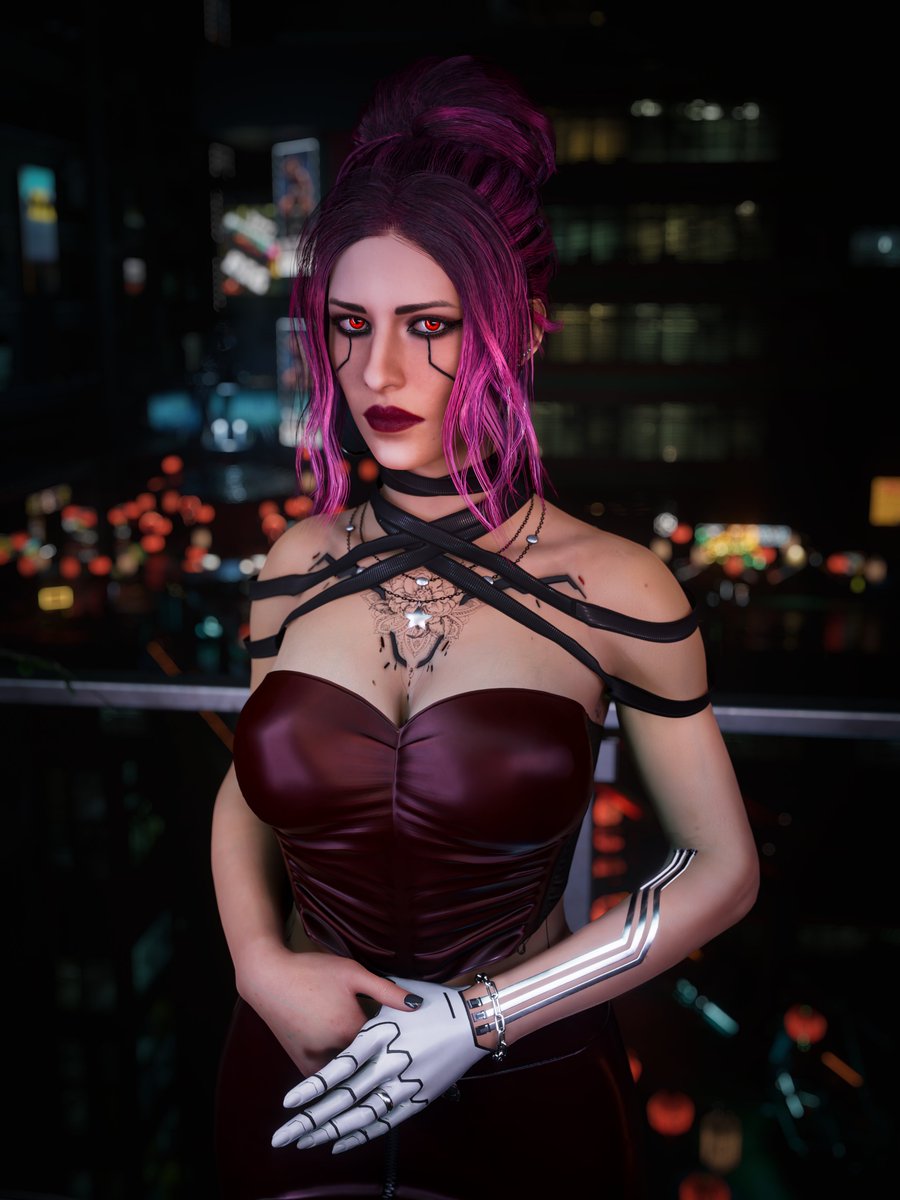 Over the lights of Japantown.

Offset top out soon™️
By: @Nola_Dreamer 💜

#Cyberpunk2077 #Cyberpunk2077PhotoMode