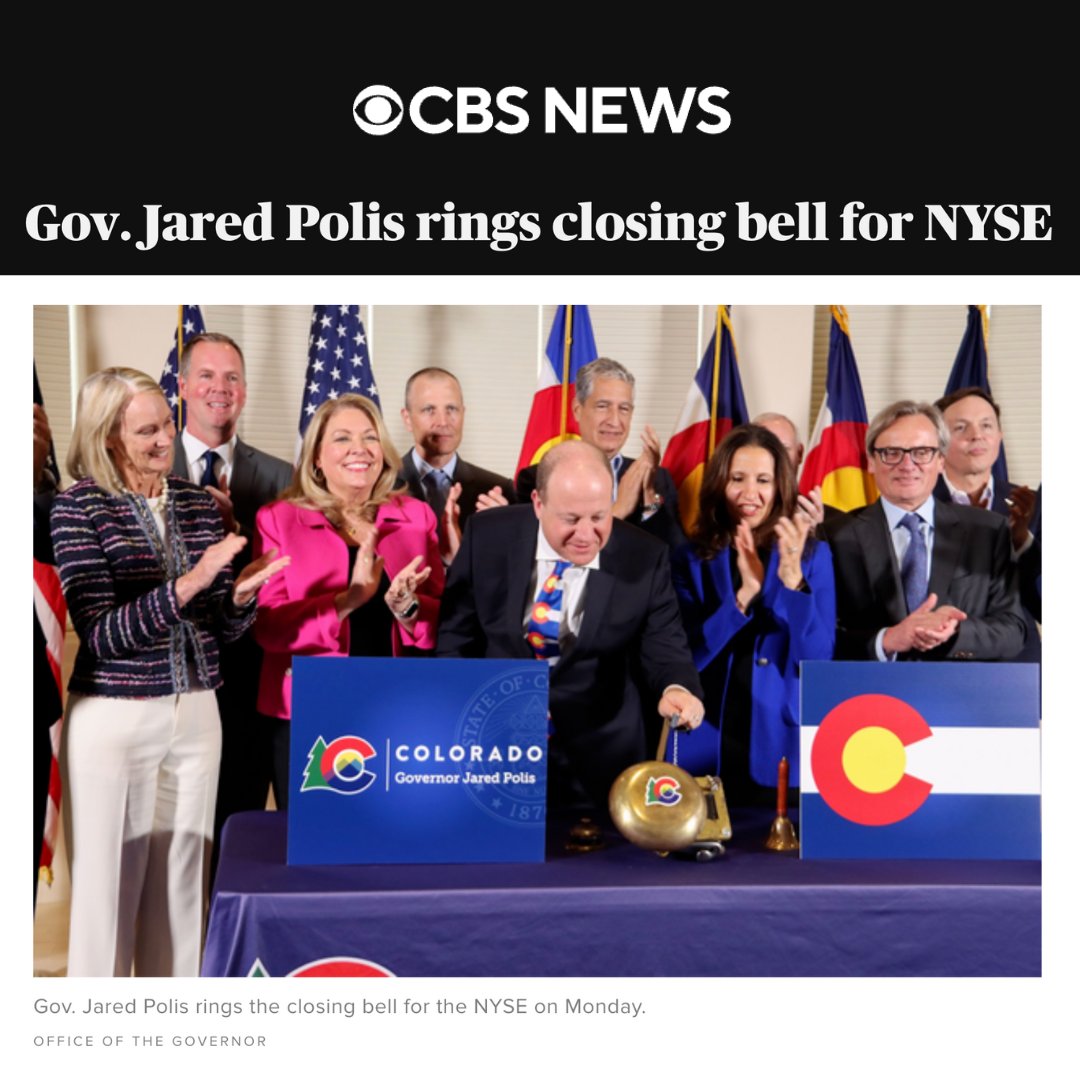 We are proud of Colorado's thriving business community. Hosting the NYSE in CO was a great opportunity to showcase the work being done here and the fact that our state is the best place to launch and run a business, including a large public company. ow.ly/yrZ750RcoOl