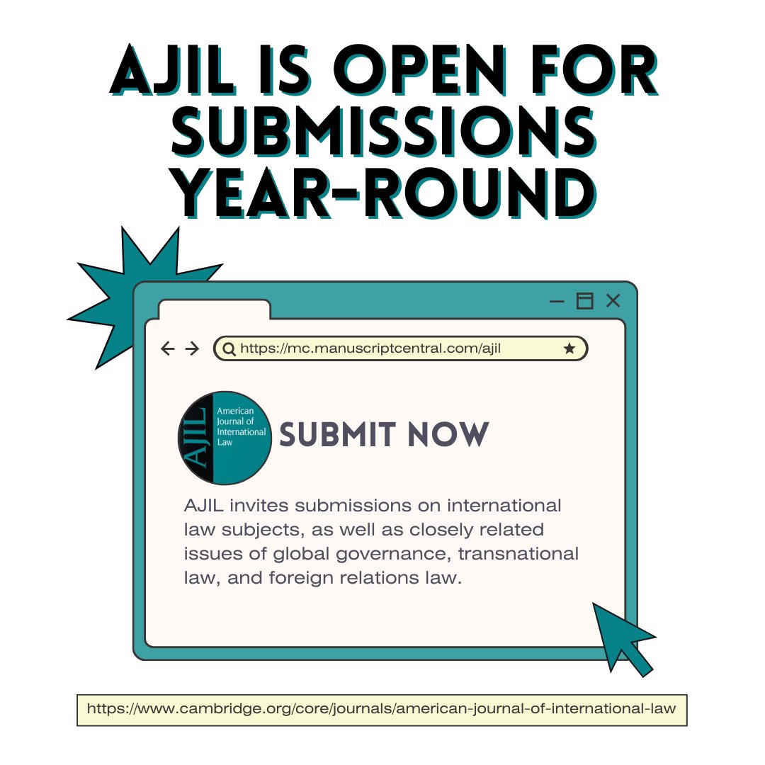 Did you know that you can submit to AJIL any time throughout the year? Visit cambridge.org/core/journals/… for more info and submit today! @CUP_Law @asilorg