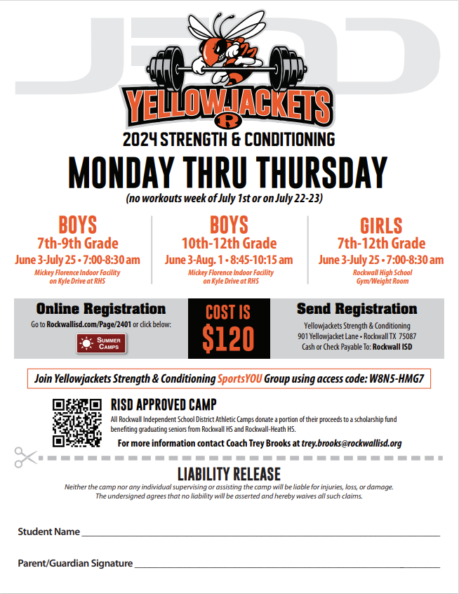 CoachBrooks22's tweet photo. Summer is coming!!!

Yellowjacket Strength and Conditioning
Sessions for ALL athletes
Incoming 7th-12th
Boys and Girls

Online payment and registration is live at...
https://t.co/1Hl46S5QBs https://t.co/EkzpGSTKBy