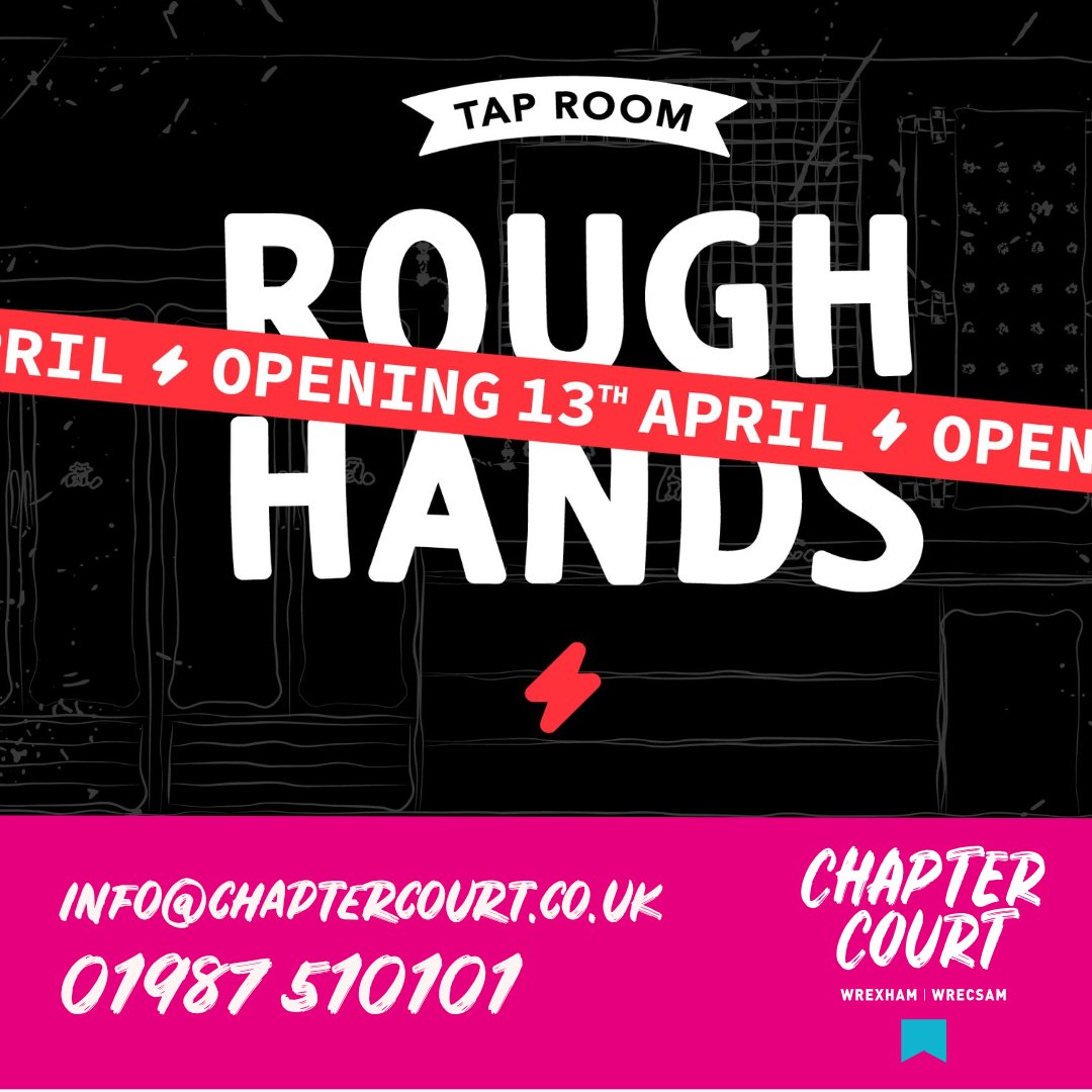 We are proud to announce that <a href="/roughhandstap/">Rough Hands Tap</a> is joining us at Chapter Court, opening its doors this Saturday!! 
#Wrexham #TapRoom #CraftBeer #Wrecsam <a href="/AndyGallanders/">Andy Gallanders</a> <a href="/philgallanders/">Phil Gallanders</a> <a href="/bankstsocial/">Bank St Social</a> <a href="/FairEventLtd/">Fair Event Management Ltd</a> <a href="/WrexhamFeast/">Wrexham Feast</a>