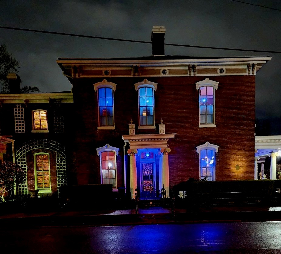 Auditor Carri Brown sent us a beautiful picture of her home lit up in blue lights for Child Abuse Awareness Month - WEAR BLUE DAY! #ohiowearsblue2024 #ChildAbuseAwarenessMonth #WearBlueDay2024