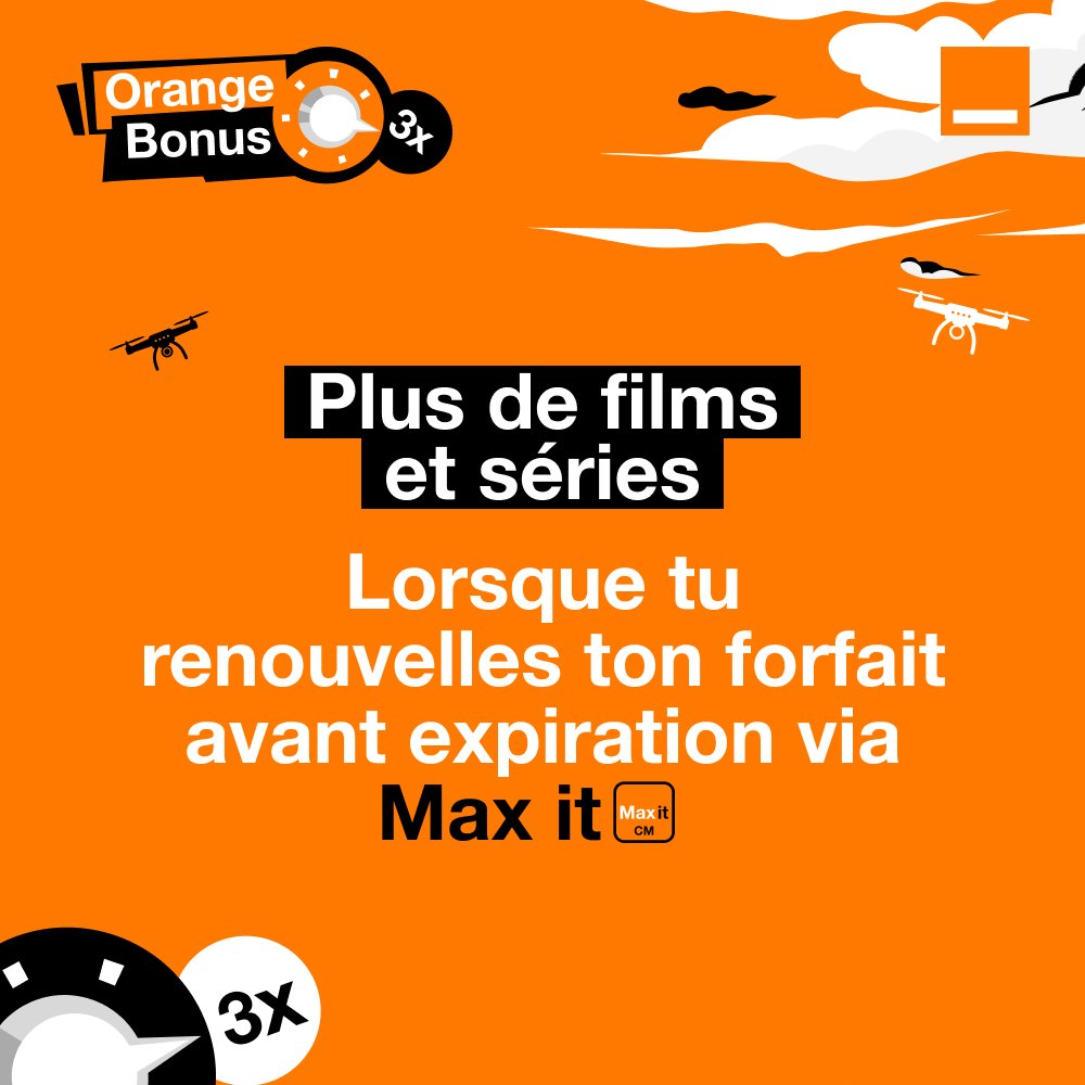 Enjoy 3️⃣ trois fois plus de films et séries 🎬🍿 en faisant le plein de data avec Orange Bonus ! Souscris à ton forfait Orange Bonus via Max-it puis renouvelle-le avant expiration et reçois le triple 3️⃣ de ton bonus ! #OrangeBonus #CoupTriple