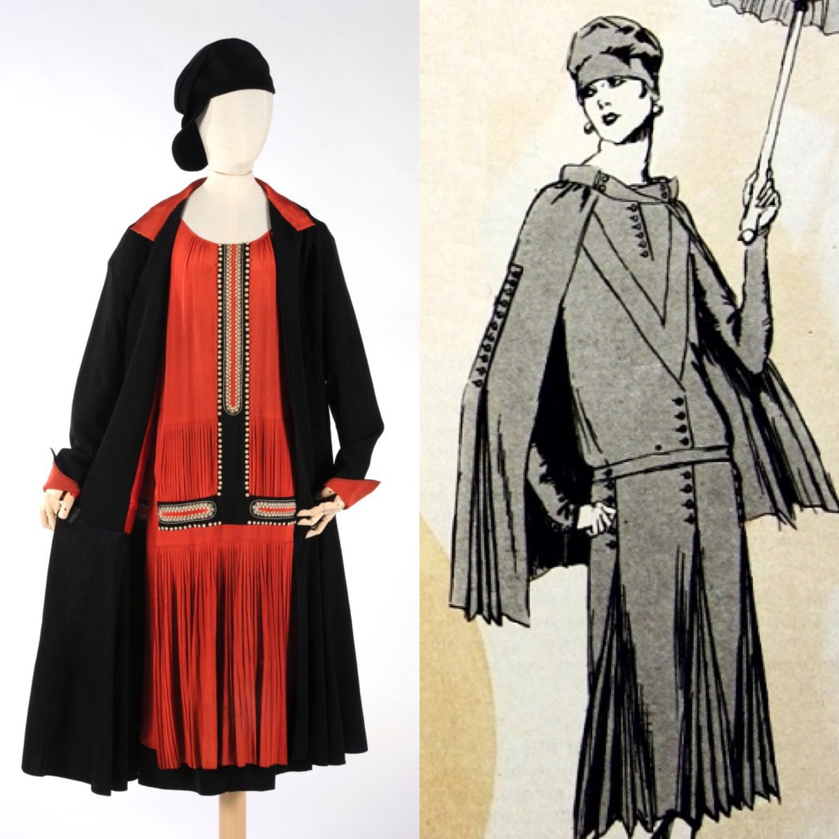 The ensemble was a popular sartorial style in the mid #1920s if you had the means to afford it. A matching dress, coat and hat and maybe even shoes made for some beautiful outfits such as this by Margaine Lacroix. I’m lucky if I can find a pair of matching socks….. @UlsterMuseum