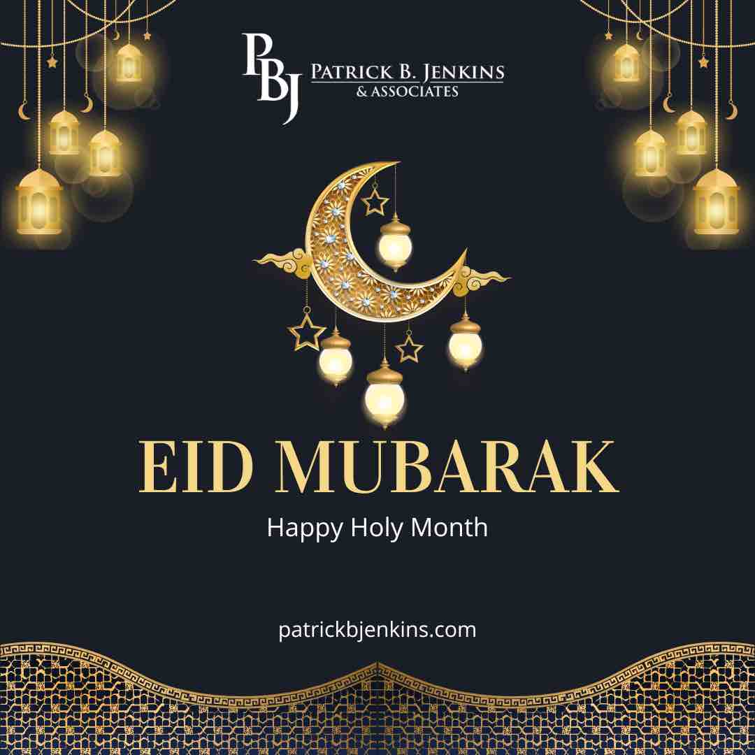 Wishing you and your family a joyful Eid-ul-Fitr filled with love, laughter, and blessings. Eid Mubarak!
 
#EidMubarak #ramadan #eidulfitr #PBJA  #PatrickBJenkinsandAssociates