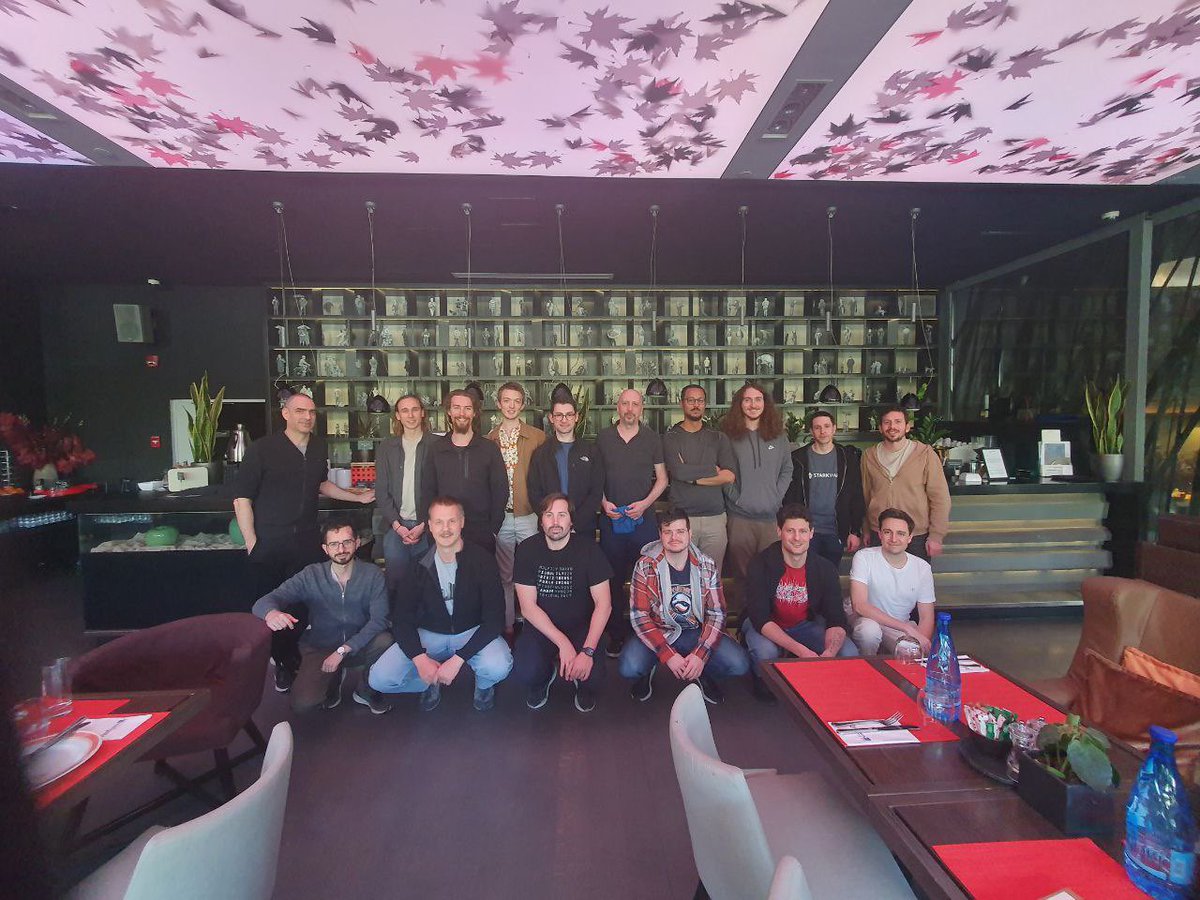 Yesterday, the cryptography team at @class_lambda met with amazing cryptographers and engineers to discuss several topics such as algebraic FFT, FRI Binius and optimizations @StarkWareLtd @0xPolygon @seagodcrypto @UlvetannaHQ @rel_zeta_tech