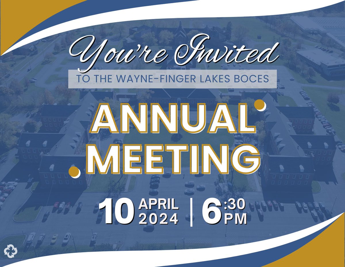 Join us TONIGHT for our Annual Meeting featuring two student presentations! It all starts at 6:30PM at the Conference Center at Wayne-Finger Lakes BOCES. We hope to see you there! #25unified #makingsuccesspossible