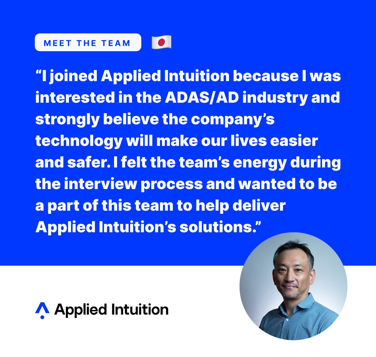 Time for another Meet the Team highlight! We’re celebrating the exceptional talent and dedication of our team across our global offices. Check out our current openings at appliedintuition.com/careers. #appliedintuition #meettheteam #adas