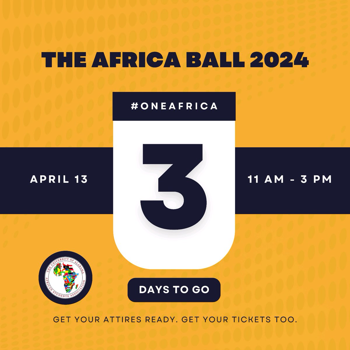 Get your attires ready. Get your tickets too. 3 days to The Africa Ball 2024 🕺🏾💃🏾 Click the link below to get your ticket. 🎟️🎫 eventbrite.com/e/africa-ball-… #OneAfrica #loveandbanter #alabama #tuscaloosa #africa #heritage