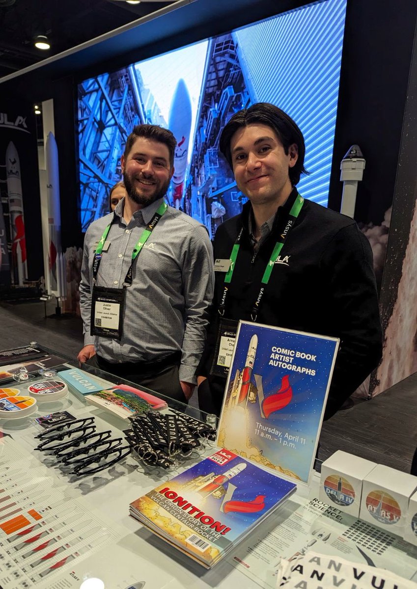 #SpaceSymposium! Have you stopped by the ULA booth yet? Come say hi, learn more about #VulcanRocket, and grab a copy of #VulcanOriginStory (while supplies last!) #39Space