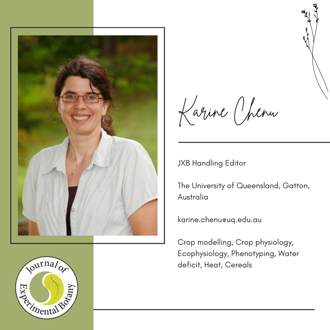 Meet our handling editor, Karine Chenu, with expertise in #crop simulations, #plant #physiology, #ecophysiology, #phenotyping, #drought stress, thermal conditions, and #grain crops. 🌽🌾🔬 #CropModeling