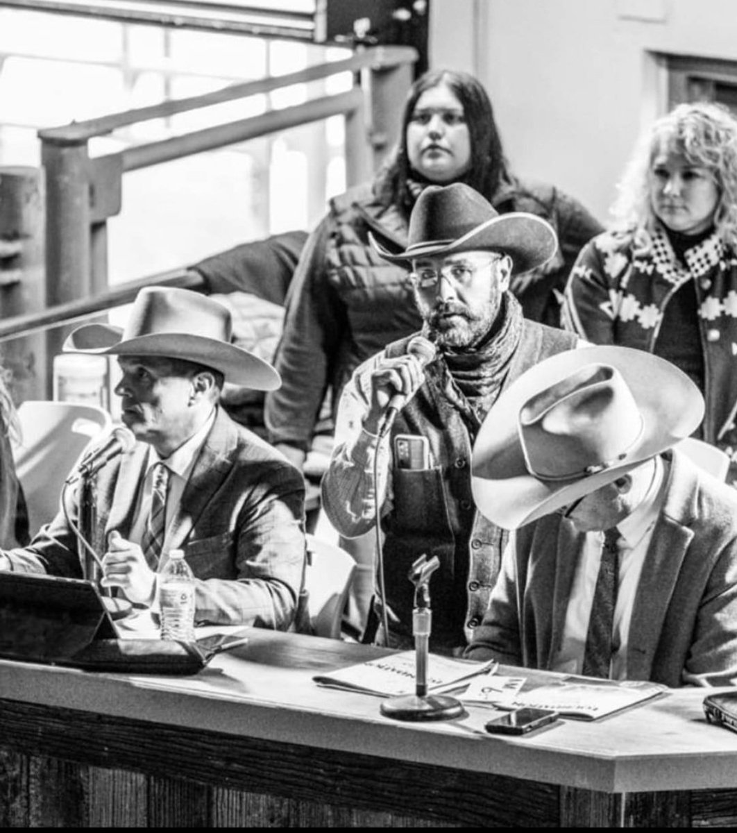 Photo of the sales manager,  auctioneer, and myself from the Colorado Angus Association Foundation Sale. Held January 2024 at NationalWesternStockShow. @beefinitiative #KnowYourRancher  #getinvolved @modernTman @NationalWestern #
