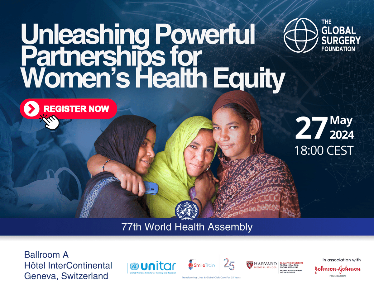 Let's go! Registrations are now officially open for the GSF side-event at the 77th World Health Assembly: 𝐔𝐧𝐥𝐞𝐚𝐬𝐡𝐢𝐧𝐠 𝐏𝐨𝐰𝐞𝐫𝐟𝐮𝐥 𝐏𝐚𝐫𝐭𝐧𝐞𝐫𝐬𝐡𝐢𝐩𝐬 𝐟𝐨𝐫 𝐖𝐨𝐦𝐞𝐧'𝐬 𝐇𝐞𝐚𝐥𝐭𝐡 𝐄𝐪𝐮𝐢𝐭𝐲 📍 Reserve your seat at globalsurgeryfoundation.org/wha2024 #wha77