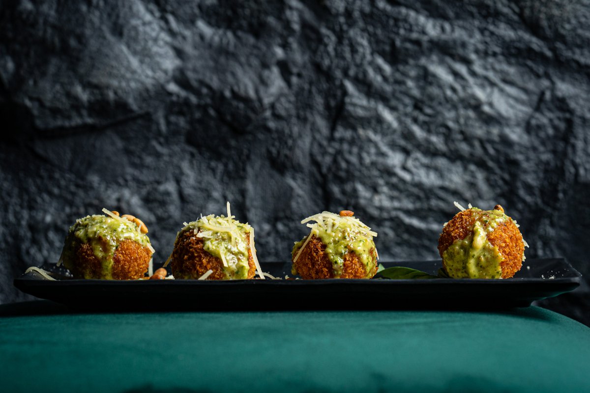 New to the app menu! 

Arancini | fried risotto balls with mozzarella / pine nuts / creamy pesto / parmesan.